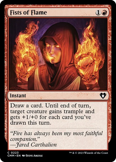 Fists of Flame, carta Magic di tipo Instant illustrata da Steve Argyle