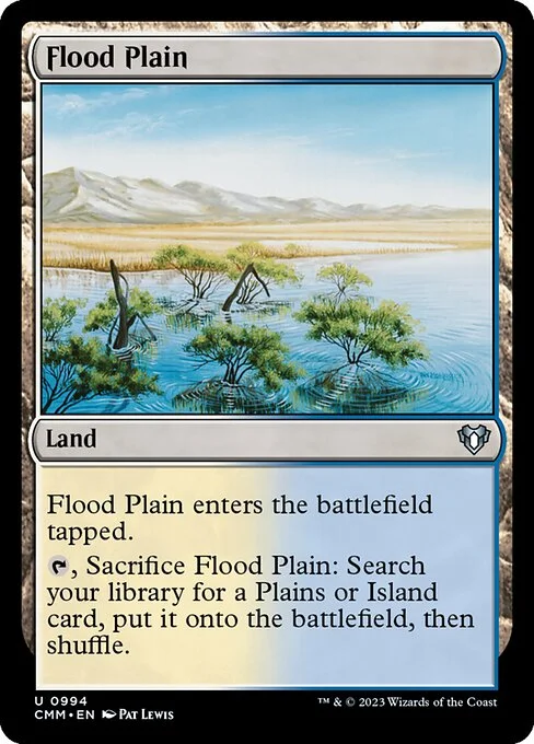 Flood Plain, carta Magic di tipo Land illustrata da Pat Lewis