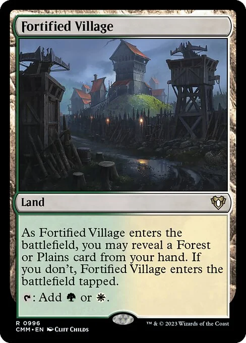 Fortified Village, carta Magic di tipo Land illustrata da Cliff Childs