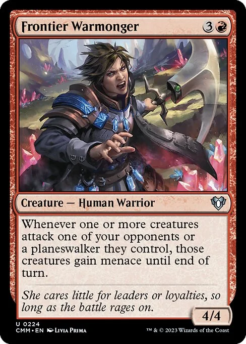 Frontier Warmonger, carta Magic di tipo Creature — Human Warrior illustrata da Livia Prima