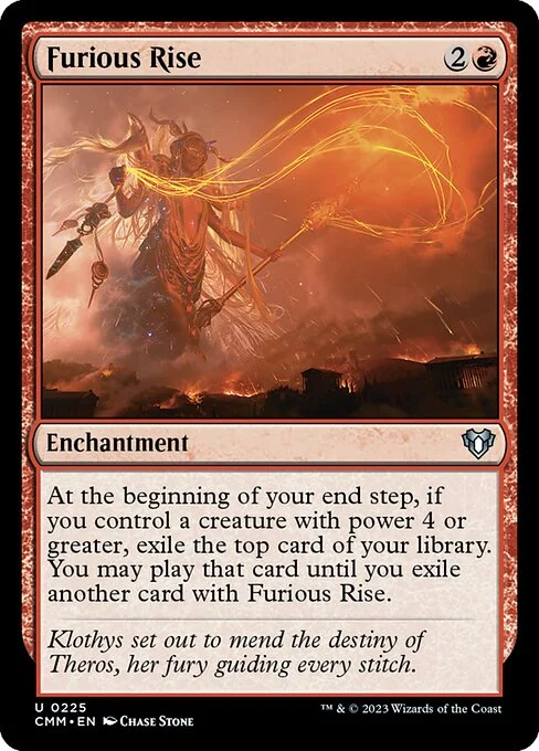 Furious Rise, carta Magic di tipo Enchantment illustrata da Chase Stone