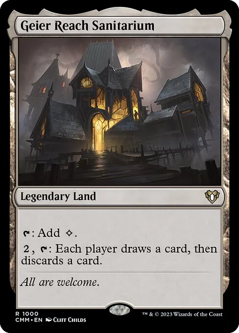 Geier Reach Sanitarium, carta Magic di tipo Legendary Land illustrata da Cliff Childs