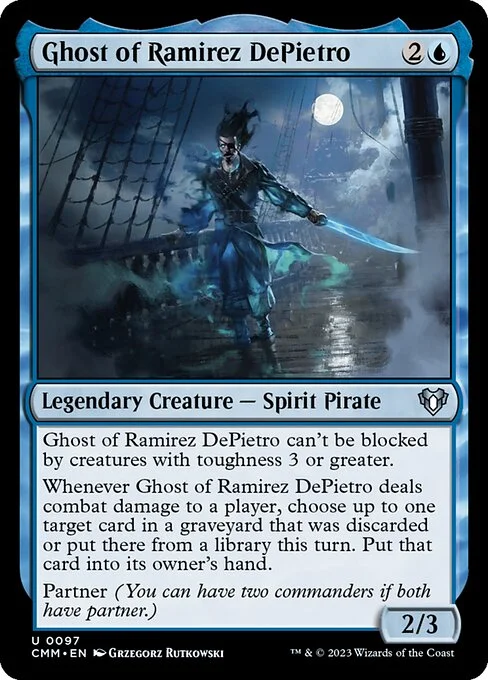 Ghost of Ramirez DePietro, carta Magic di tipo Legendary Creature — Spirit Pirate illustrata da Grzegorz Rutkowski