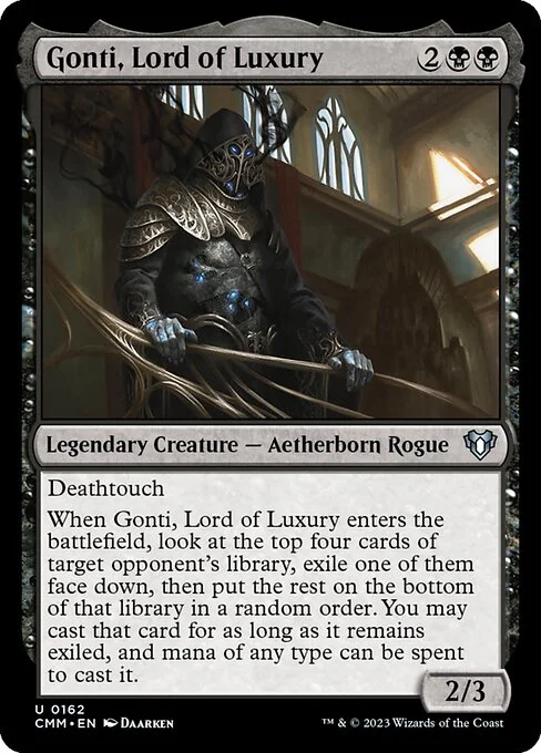 Gonti, Lord of Luxury, carta Magic di tipo Legendary Creature — Aetherborn Rogue illustrata da Daarken