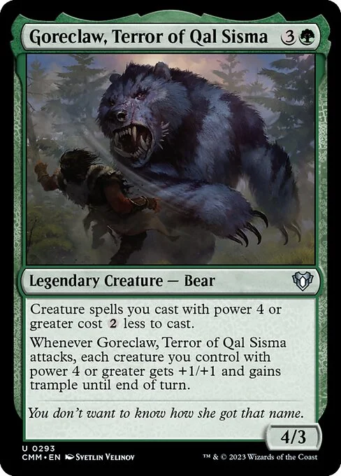 Goreclaw, Terror of Qal Sisma, carta Magic di tipo Legendary Creature — Bear illustrata da Svetlin Velinov
