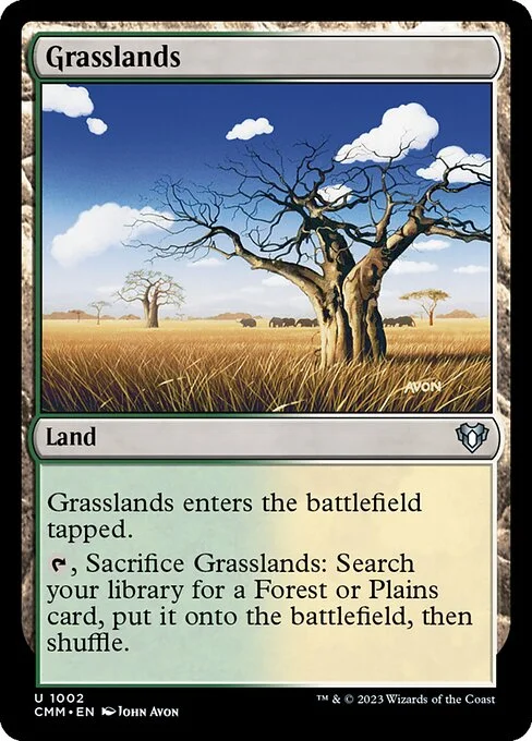 Grasslands, carta Magic di tipo Land illustrata da John Avon