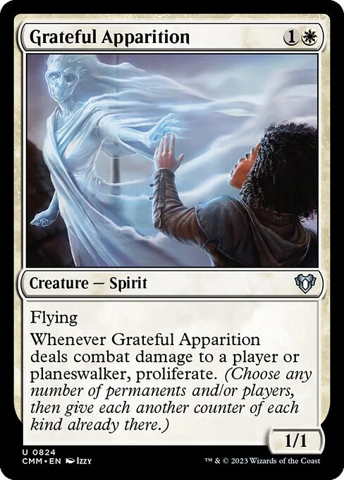 Grateful Apparition, carta Magic di tipo Creature — Spirit illustrata da Izzy