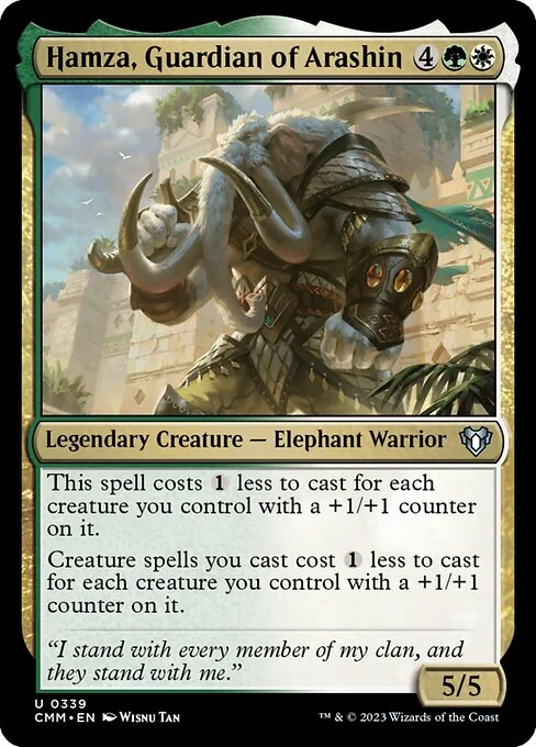 Hamza, Guardian of Arashin, carta Magic di tipo Legendary Creature — Elephant Warrior illustrata da Wisnu Tan
