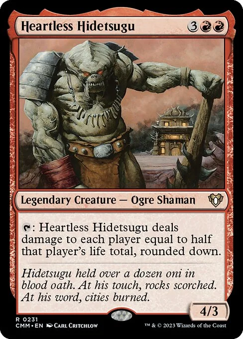 Heartless Hidetsugu, carta Magic di tipo Legendary Creature — Ogre Shaman illustrata da Carl Critchlow