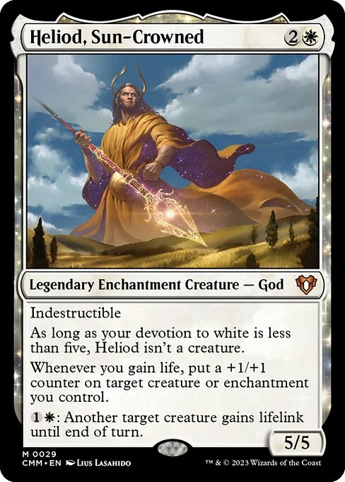 Heliod, Sun-Crowned, carta Magic di tipo Legendary Enchantment Creature — God illustrata da Lius Lasahido