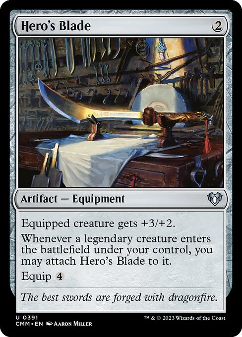 Hero's Blade, carta Magic di tipo Artifact — Equipment illustrata da Aaron Miller