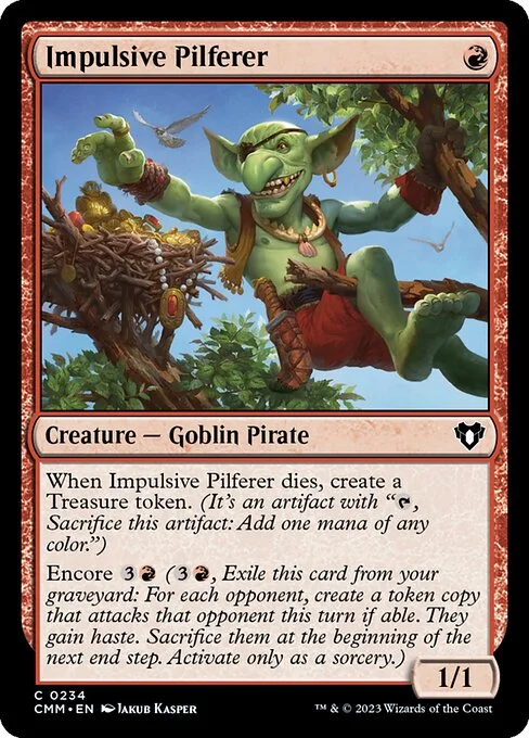 Impulsive Pilferer, carta Magic di tipo Creature — Goblin Pirate illustrata da Jakub Kasper