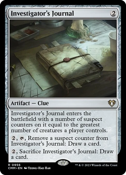 Investigator's Journal, carta Magic di tipo Artifact — Book Clue illustrata da Yeong-Hao Han