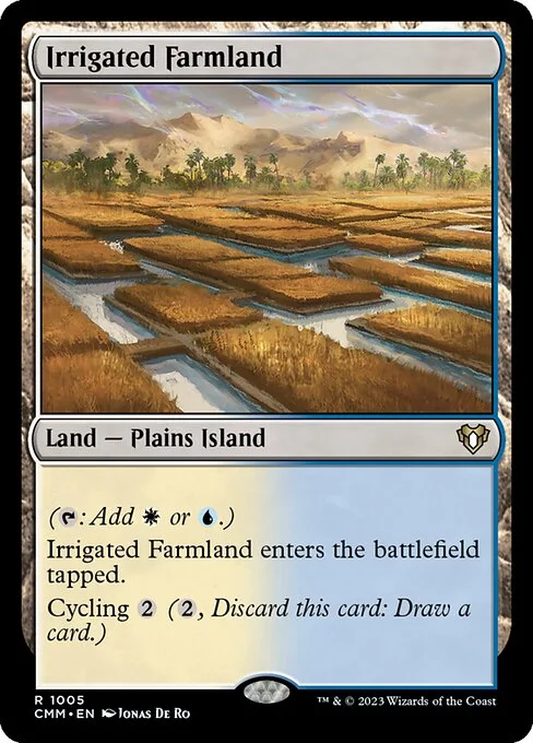 Irrigated Farmland, carta Magic di tipo Land — Plains Island illustrata da Jonas De Ro