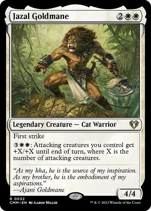Jazal Goldmane, carta Magic di tipo Legendary Creature — Cat Warrior illustrata da Aaron Miller