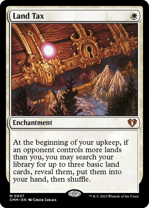 Land Tax, carta Magic di tipo Enchantment illustrata da Chuck Lukacs