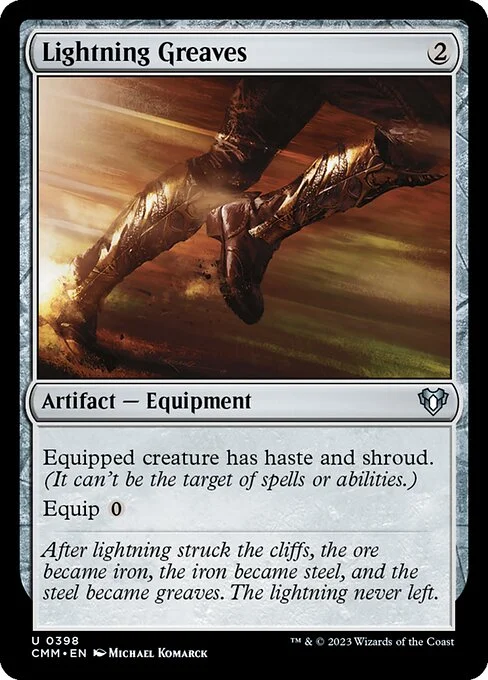 Lightning Greaves, carta Magic di tipo Artifact — Equipment illustrata da Michael Komarck