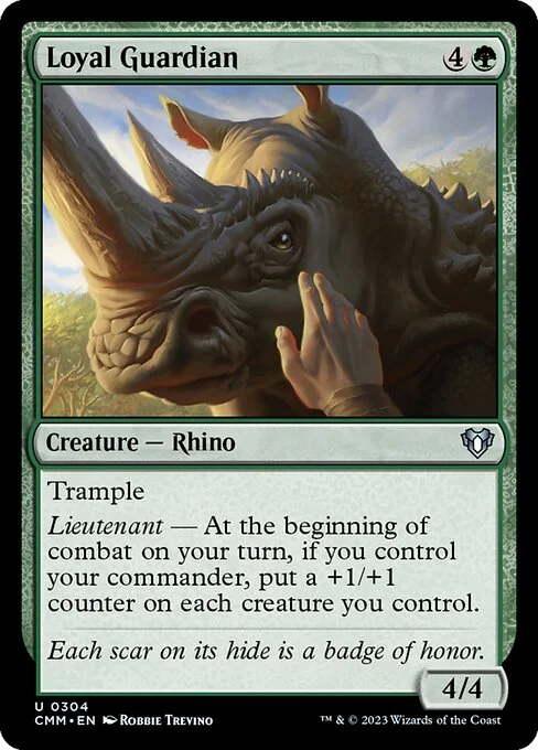 Loyal Guardian, carta Magic di tipo Creature — Rhino illustrata da Robbie Trevino