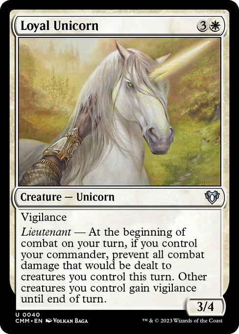 Loyal Unicorn, carta Magic di tipo Creature — Unicorn illustrata da Volkan Baǵa