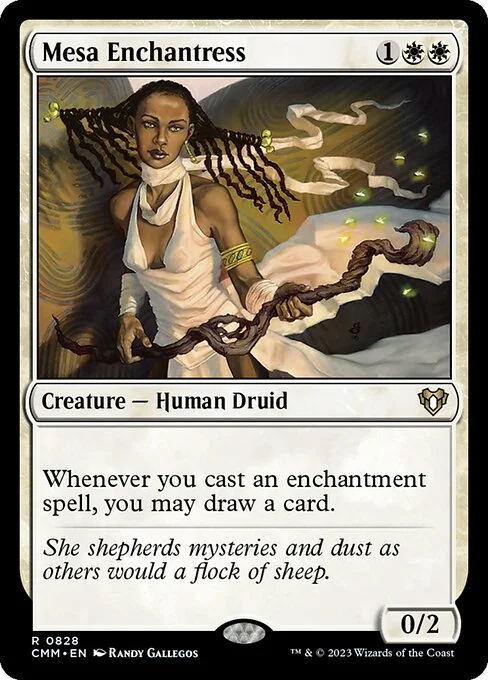 Mesa Enchantress, carta Magic di tipo Creature — Human Druid illustrata da Randy Gallegos