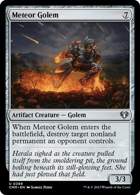 Meteor Golem, carta Magic di tipo Artifact Creature — Golem illustrata da Samuel Perin