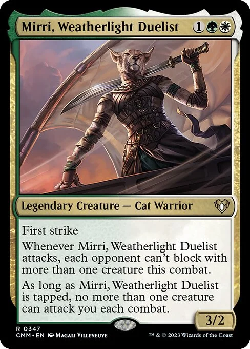 Mirri, Weatherlight Duelist, carta Magic di tipo Legendary Creature — Cat Warrior illustrata da Magali Villeneuve