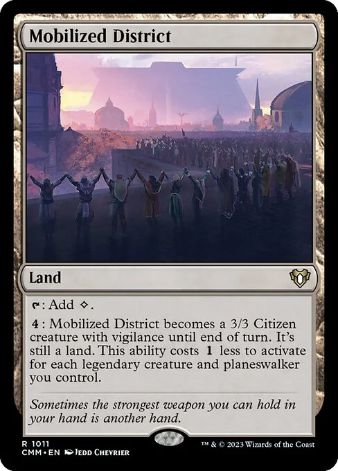 Mobilized District, carta Magic di tipo Land illustrata da Jedd Chevrier