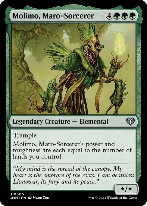 Molimo, Maro-Sorcerer, carta Magic di tipo Legendary Creature — Elemental Sorcerer illustrata da Mark Zug