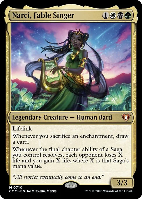Narci, Fable Singer, carta Magic di tipo Legendary Creature — Human Bard illustrata da Miranda Meeks
