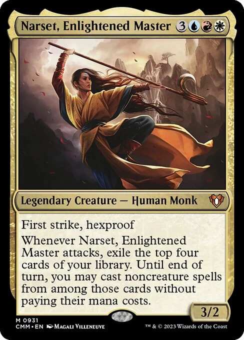 Narset, Enlightened Master, carta Magic di tipo Legendary Creature — Human Monk illustrata da Magali Villeneuve