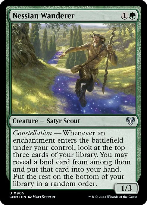 Nessian Wanderer, carta Magic di tipo Creature — Satyr Scout illustrata da Matt Stewart