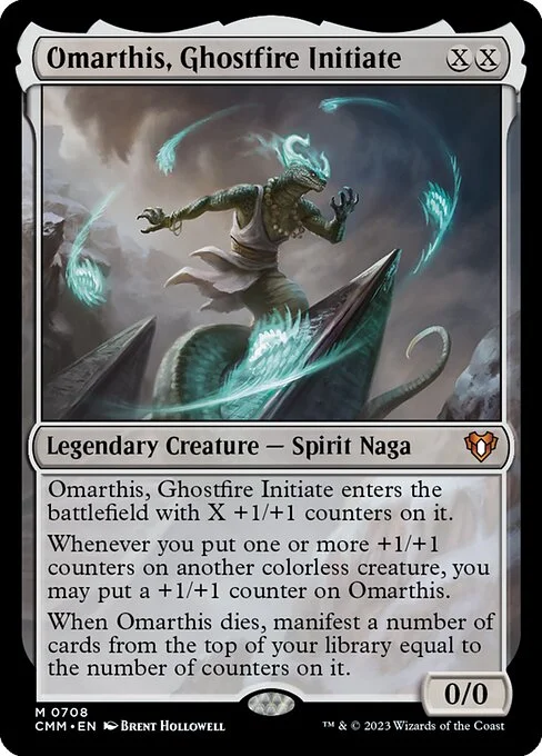 Omarthis, Ghostfire Initiate, carta Magic di tipo Legendary Creature — Spirit Snake illustrata da Brent Hollowell