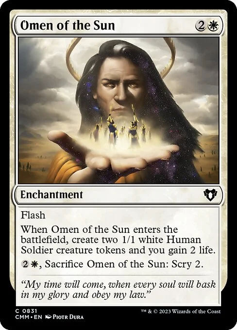 Omen of the Sun, carta Magic di tipo Enchantment illustrata da Piotr Dura
