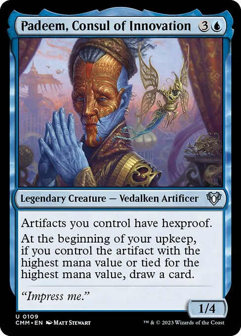 Padeem, Consul of Innovation, carta Magic di tipo Legendary Creature — Vedalken Artificer illustrata da Matt Stewart