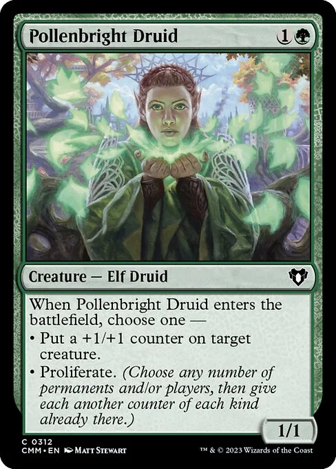 Pollenbright Druid, carta Magic di tipo Creature — Elf Druid illustrata da Matt Stewart