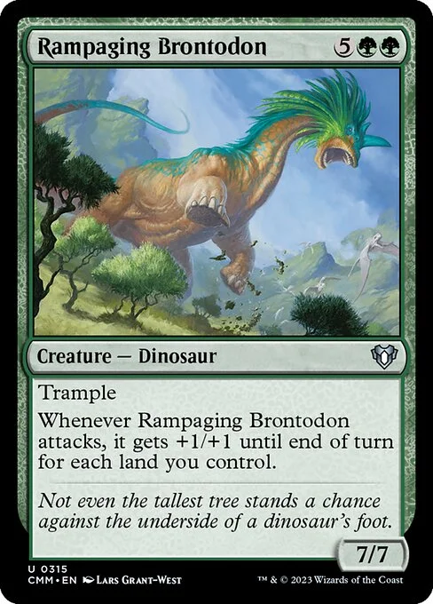 Rampaging Brontodon, carta Magic di tipo Creature — Dinosaur illustrata da Lars Grant-West