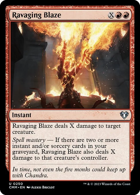 Ravaging Blaze, carta Magic di tipo Instant illustrata da Aleksi Briclot