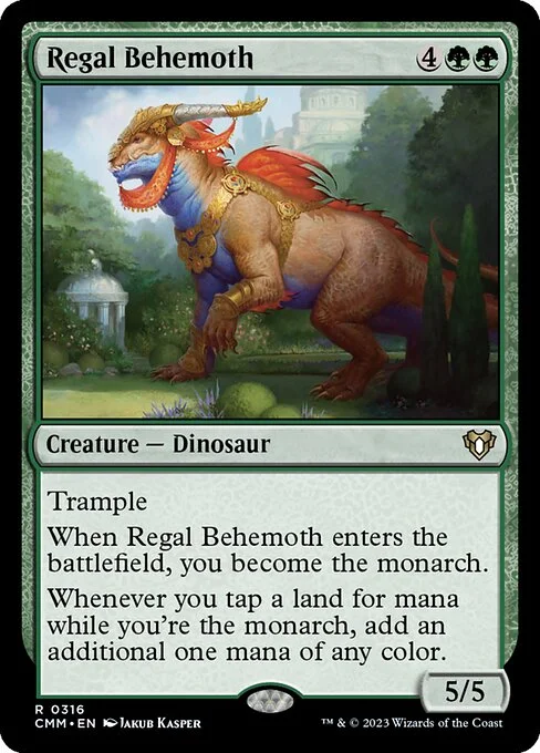 Regal Behemoth, carta Magic di tipo Creature — Dinosaur illustrata da Jakub Kasper