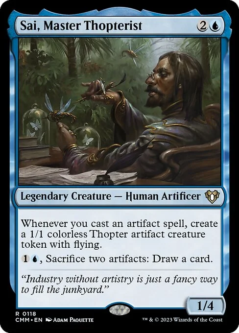 Sai, Master Thopterist, carta Magic di tipo Legendary Creature — Human Artificer illustrata da Adam Paquette