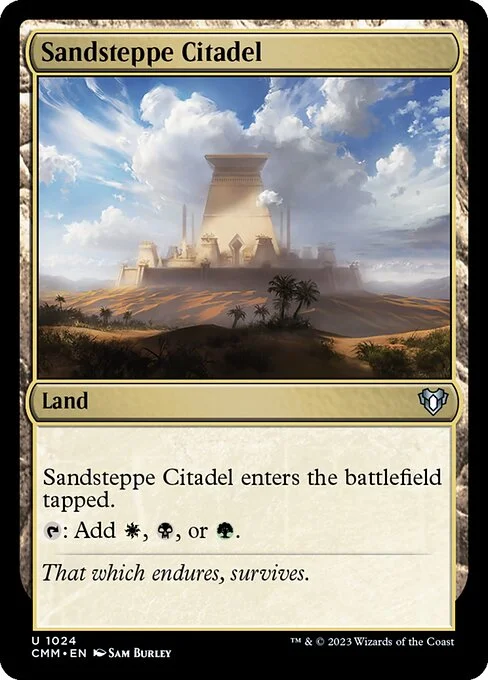 Sandsteppe Citadel, carta Magic di tipo Land illustrata da Sam Burley