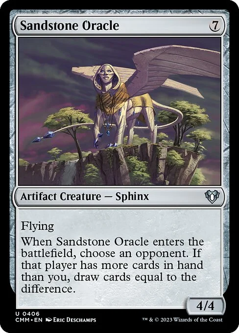 Sandstone Oracle, carta Magic di tipo Artifact Creature — Sphinx illustrata da Eric Deschamps