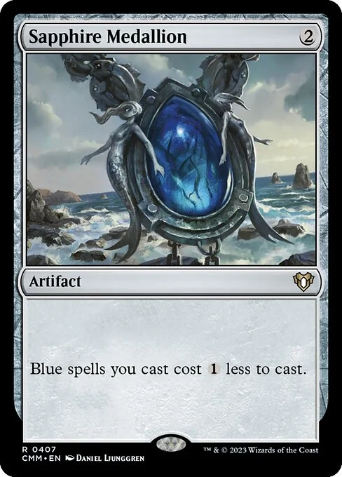 Sapphire Medallion, carta Magic di tipo Artifact illustrata da Daniel Ljunggren