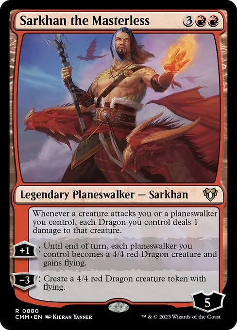 Sarkhan the Masterless, carta Magic di tipo Legendary Planeswalker — Sarkhan illustrata da Kieran Yanner