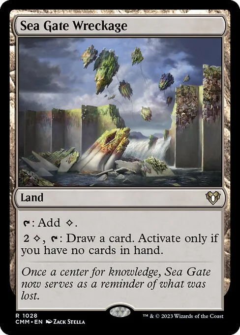 Sea Gate Wreckage, carta Magic di tipo Land illustrata da Zack Stella