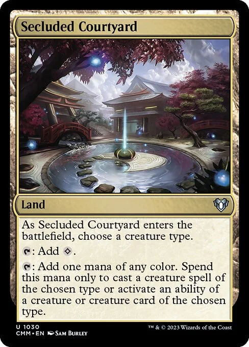 Secluded Courtyard, carta Magic di tipo Land illustrata da Sam Burley