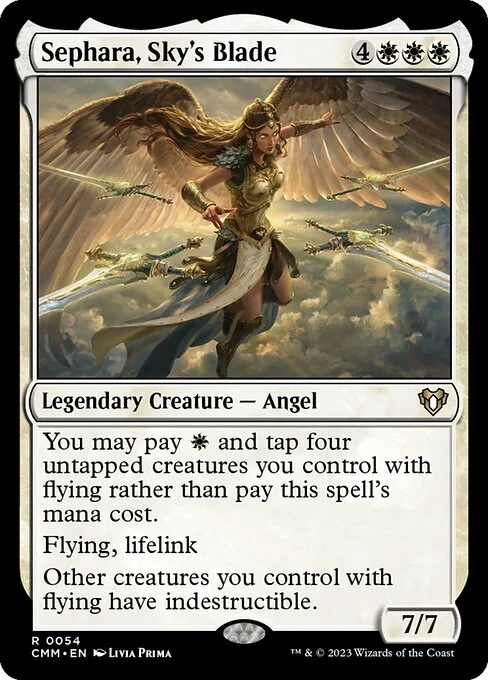 Sephara, Sky's Blade, carta Magic di tipo Legendary Creature — Angel illustrata da Livia Prima