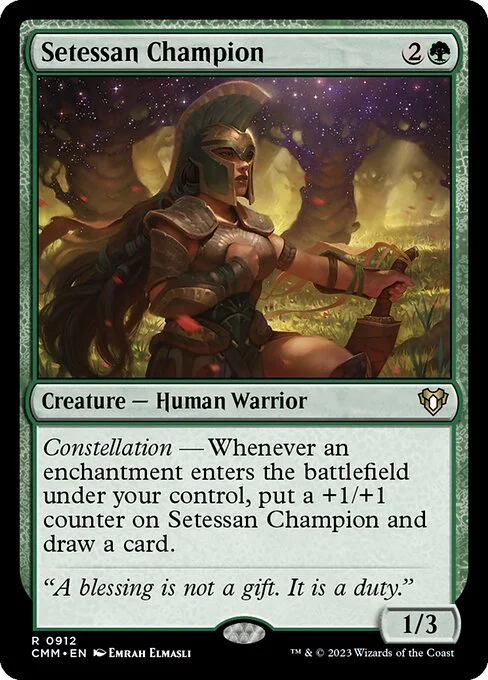 Setessan Champion, carta Magic di tipo Creature — Human Warrior illustrata da Emrah Elmasli
