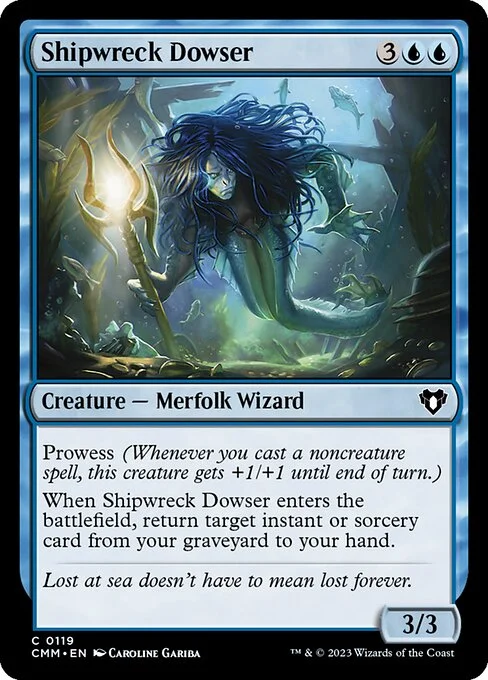 Shipwreck Dowser, carta Magic di tipo Creature — Merfolk Wizard illustrata da Caroline Gariba