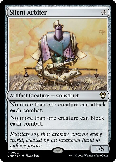 Silent Arbiter, carta Magic di tipo Artifact Creature — Construct illustrata da Mark Zug