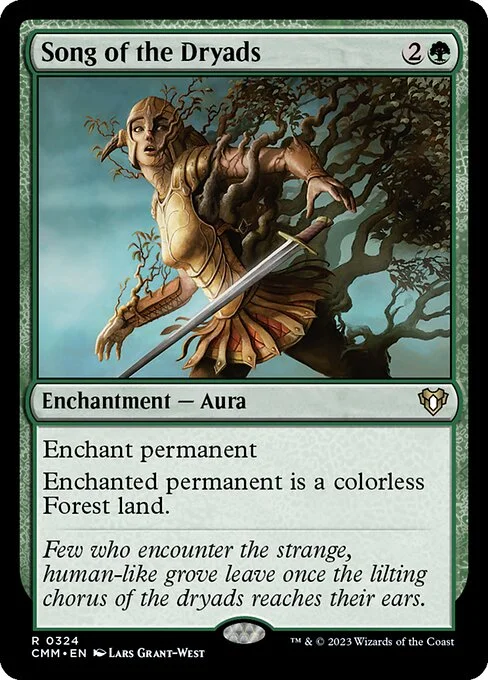 Song of the Dryads, carta Magic di tipo Enchantment — Aura illustrata da Lars Grant-West